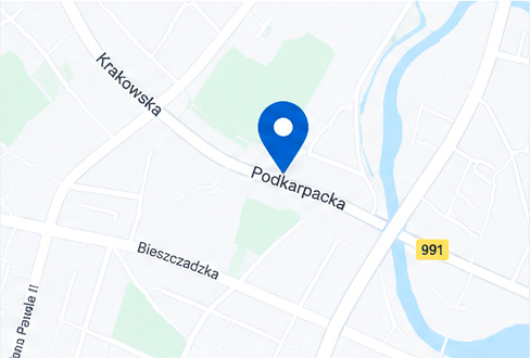 Lokalizacja ACC Store przy ul. Podkarpackiej 26 w Krośnie